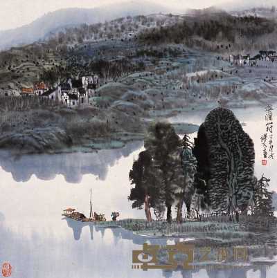 范保文 丁丑（1995年）作 婺源山村 镜心 69×69cm